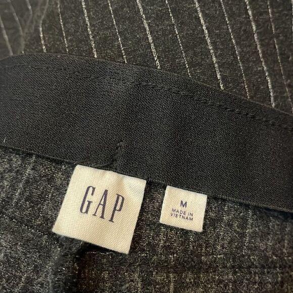 GAP HIGH RISE PINSTRIPE LEGGINGS CONCEALED SIDE ZIPPER CHARCOAL GRAY SIZE MEDIUM - Picture 3 of 10